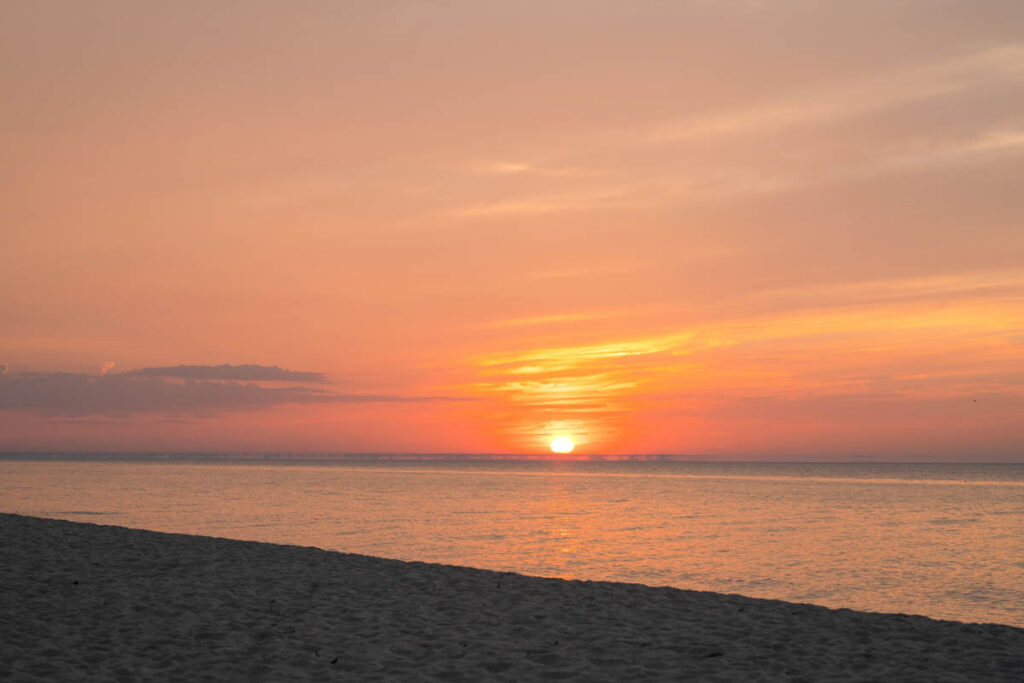 Sunset over Lake Michigan at Indiana Dunes State Park.