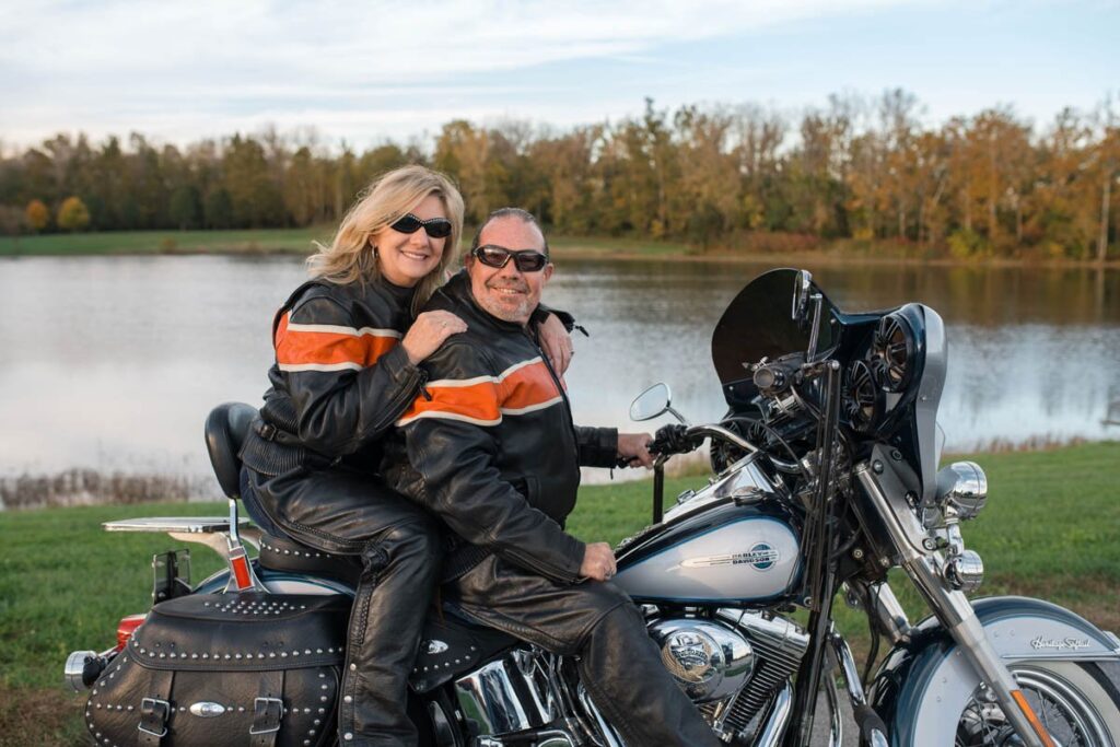 Riding a Harley is always an option for a couples photography session and that's exactly what this couple did.
