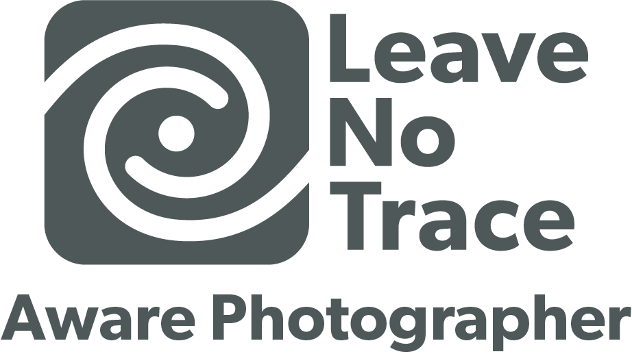 Leave No Trace Aware Photographer badge in grey.