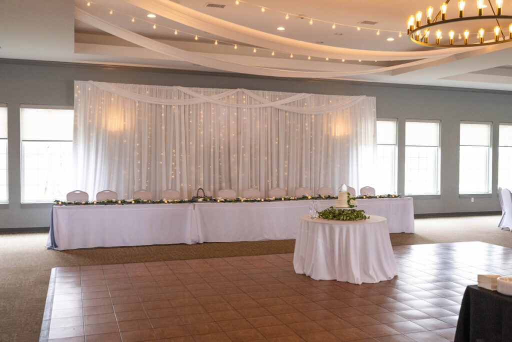A spring wedding reception Inside The Cardinal Room in Lebanon, Indiana.