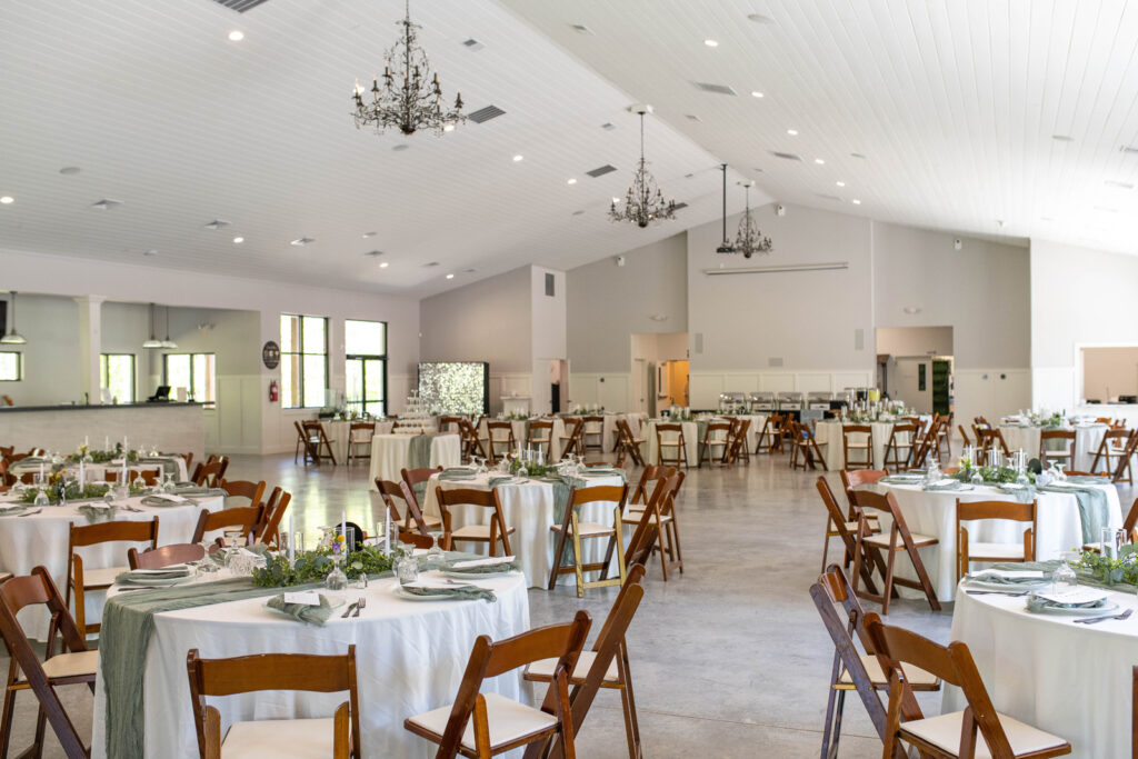 Indoor reception at Owl Ridge Wedding Venue.