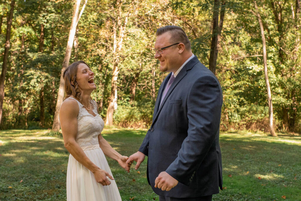 Indiana micro weddings can include first looks like this couple shared.
