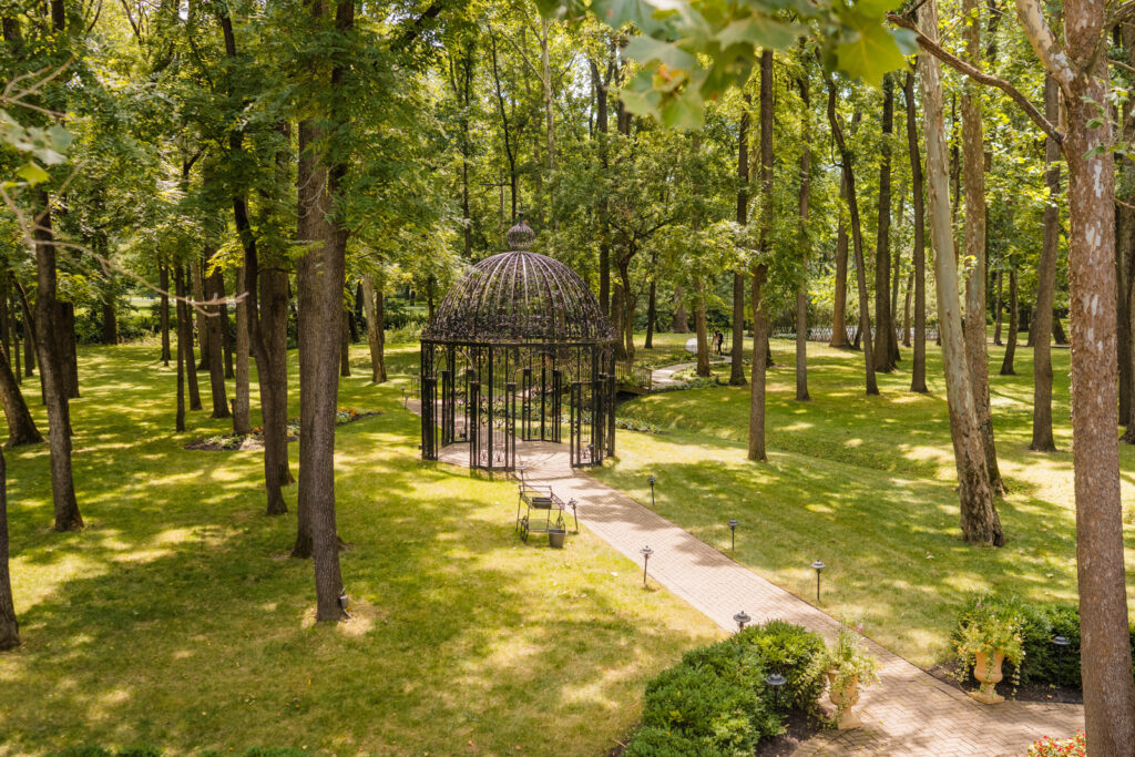 The gardens at Black Iris Estate from the balcony patio.