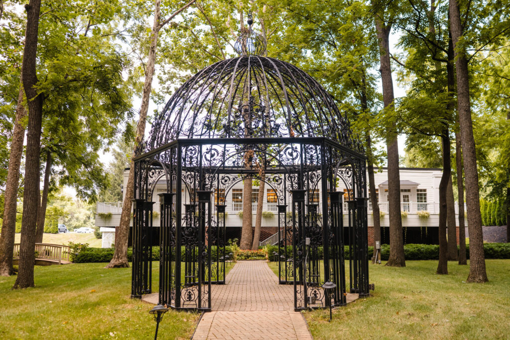 Iron gazebo at Black Iris Estate.
